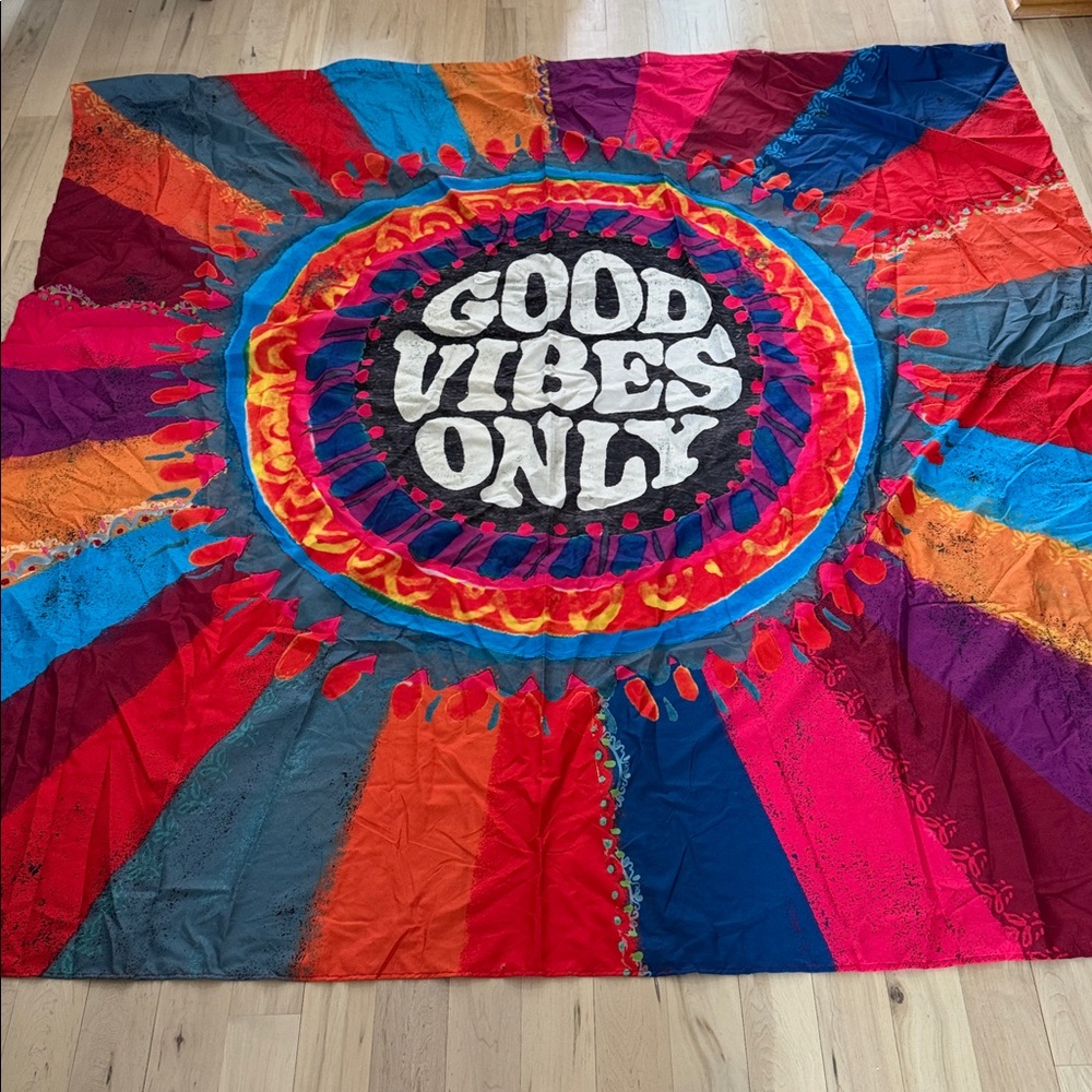 NATURAL LIFE Multicolor Radiant "Good Vibes Only" Shower Curtain